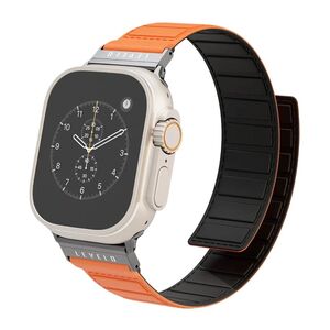 Levelo Vogue Watch Strap for Apple Watch Ultra 49mm/Series 8 45mm/Galaxy Watch 22mm - Black/Orange