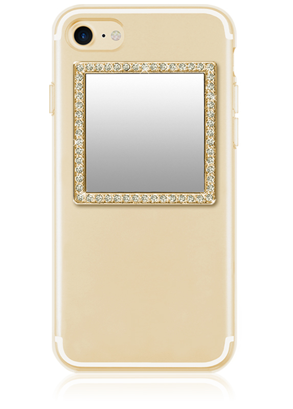 مربع أي-ديكوز الذهب مع كريستال واي مرآة الهاتف