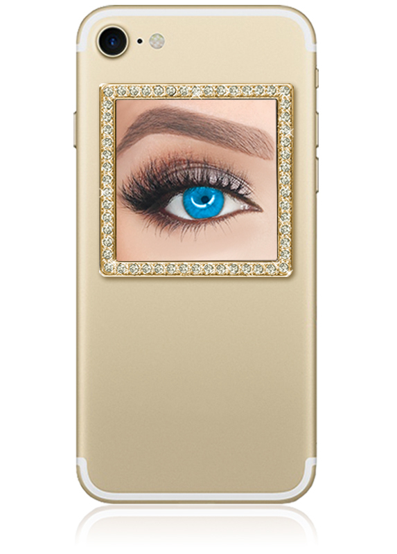 iDecoz Gold Square with Crystals' Mirror for Smartphones