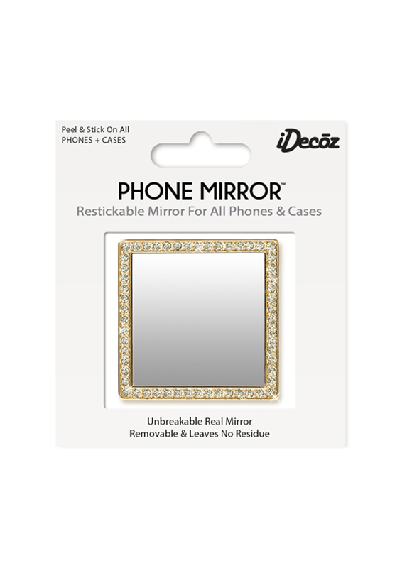 iDecoz Gold Square with Crystals' Mirror for Smartphones