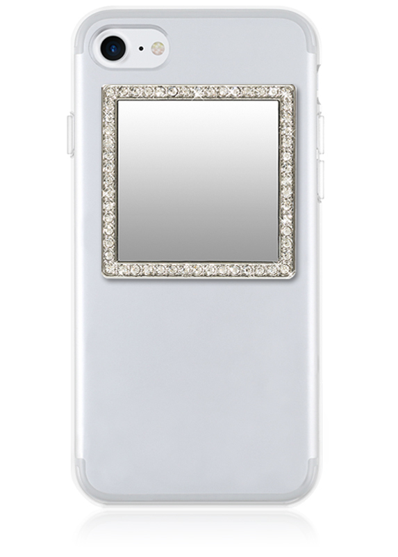 إطار مربع فضي ذو مرآة كريستالية للهواتف الذكية من آيديكوز